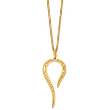 Herco 18K Polished and Brushed Swirl Pendant Double Strand 16.5 Inch with 1 Inch Necklace — alternate view
