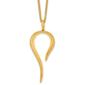 Herco 18K Polished and Brushed Swirl Pendant Double Strand 16.5 Inch with 1 Inch Necklace