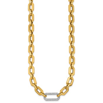 Herco 18K Two-tone Polished Diamond Hexagon Link 17.5 Inch Necklace — alternate view