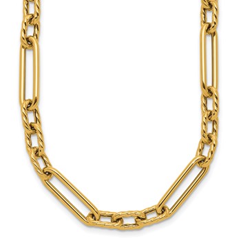 Herco 18K Polished and Textured Mixed Open Link 18 Inch Necklace