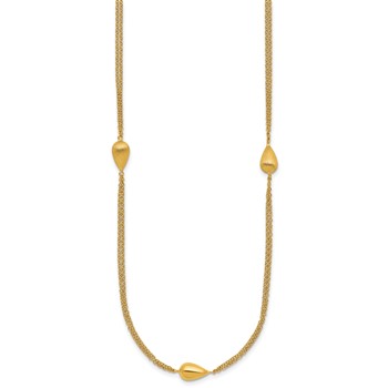 Herco 18K Polished and Satin Teardrop Station 2-Strand 32 Inch Necklace — alternate view