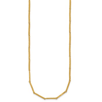Herco 18K Handmade Solid Textured Bar Link 14 Inch with 2 Inch and 2 Inch Extension Necklace — alternate view