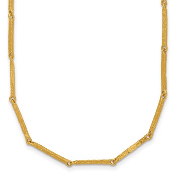 Herco 18K Handmade Solid Textured Bar Link 14 Inch with 2 Inch and 2 Inch Extension Necklace