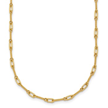 Herco 18K Polished Solid Twisted Bar Link 20 Inch with 2 Inch Extension Chain Necklace