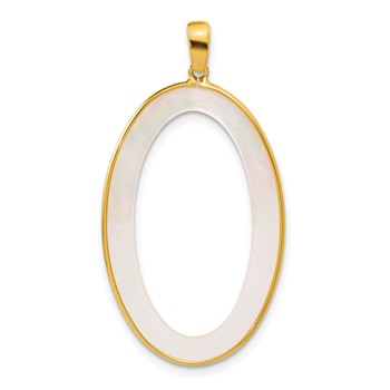 Herco 18K Polished Mother of Pearl Open Oval Pendant