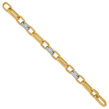 Herco 18K Two-tone Polished Diamond Oval Link 8 inch Bracelet — alternate view