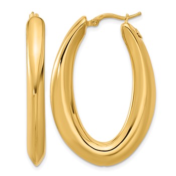 Herco 18K Polished Graduated Knife Edge Oval Hoop Earrings