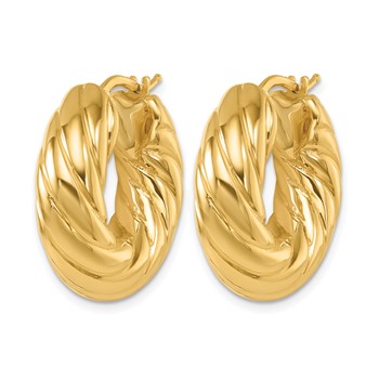 Herco 18K Polished and Twisted 7.6x25mm Round Hoop Earrings — alternate view