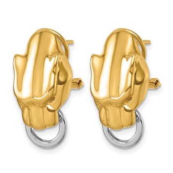 Herco 18K Two-Tone Polished Panther Head Omega Back Earrings — alternate view