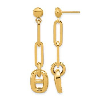 Herco 18K Polished Paperclip and Anchor Link Post Dangle Earrings