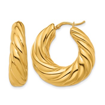 Herco 18K Polished and Twisted Graduated Round Hoop Earrings