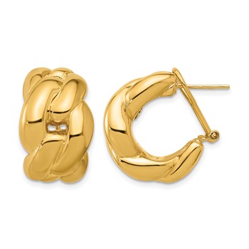 Herco 18K Polished Curb Link Omega Back C-Hoop Earrings