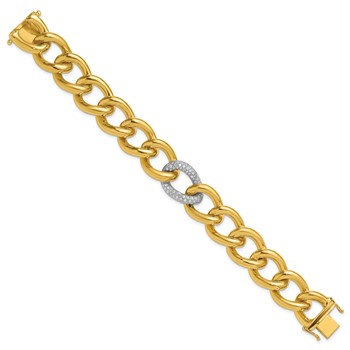 Herco 18K Two-tone Polished Diamond Curb 7.5 inch Bracelet — alternate view