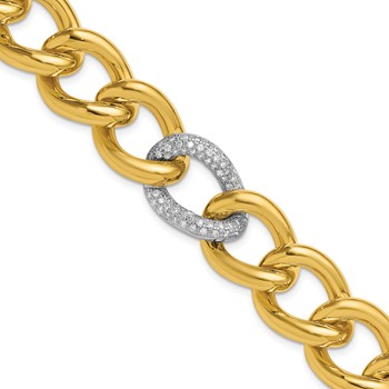Herco 18K Two-tone Polished Diamond Curb 7.5 inch Bracelet