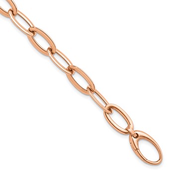 Herco 18K Rose Gold Polished 8.3mm Oval Link 8in Chain Bracelet