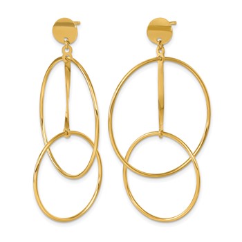 Herco 18K Polished Double Circle with Bar Post Dangle Earrings — alternate view