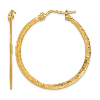 Herco 18K Polished Satin and Textured Large Solid Round Hoop Earrings