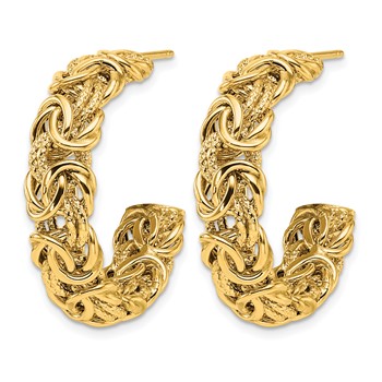 Herco 18K Polished and Textured Byzantine Post C-Hoop Earrings — alternate view