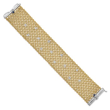 Herco 18K Two-tone Diamond with Sapphire Mesh 7.25 inch Bracelet — alternate view