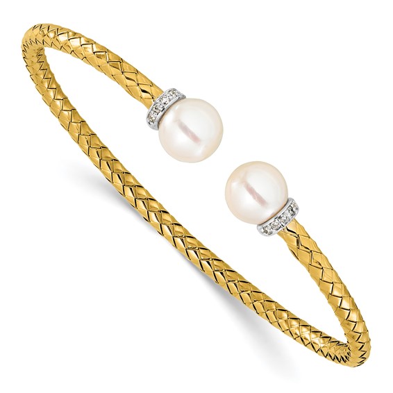 HERCO Gold Woven Pearl Cuffs - Quality Gold