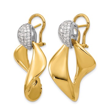 Herco 18K Two-tone Polished Fancy Twist Diamond Omega Dangle Earrings — alternate view