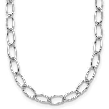Herco 18K White Gold Rhodium-plated Polished 4.5mm Solid Oval Link 18 Inch Chain