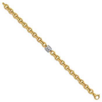 Herco 18K Two-tone Polished Diamond Oval Link 8 inch Bracelet — alternate view