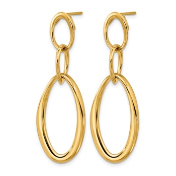 Herco 18K Polished Fancy Triple Oval Link Post Dangle Earrings — alternate view