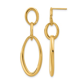 Herco 18K Polished Fancy Triple Oval Link Post Dangle Earrings