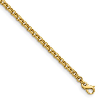 Herco 18K Polished 3.5mm Solid Oval Rolo 7 Inch Chain Bracelet