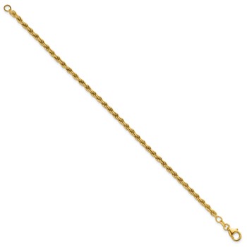 Herco 18K Polished 3.1mm Solid Rope 7.5 Inch Chain Bracelet — alternate view