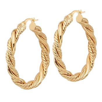18k Polished Twisted Circle Hoop Earrings — alternate view