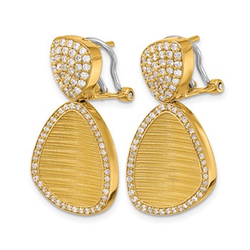 Herco 18K Polished and Textured Fancy Diamond Omega Back Dangle Earrings — alternate view