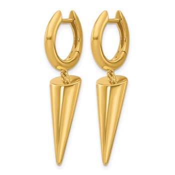 Herco 18K Polished Dangling Cone Hinged Round Hoop Earrings — alternate view