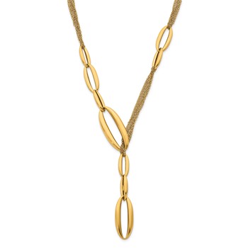 Herco 18K Polished Multi-chain with Ovals Y-drop Sliding 25 inch Necklace — alternate view