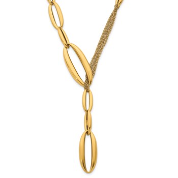 Herco 18K Polished Multi-chain with Ovals Y-drop Sliding 25 inch Necklace