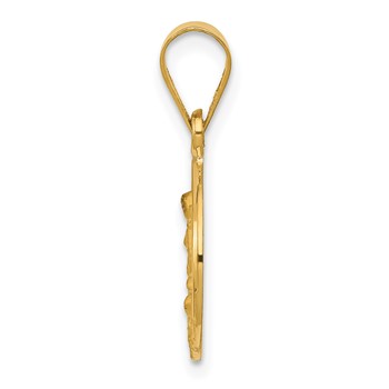 18k Polished and Satin Solid Guardian Angel Medal Pendant — alternate view