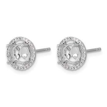 Herco 18K White Gold Rhodium-plated Polished 6.4mm Opening Diamond Halo Semi-Mount Post Earrings — alternate view