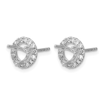 Herco 18K White Gold Rhodium-plated Polished 5.8mm Opening Diamond Halo Semi-Mount Post Earrings — alternate view