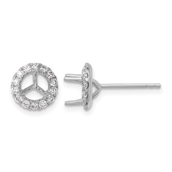 Herco 18K White Gold Rhodium-plated Polished 5.8mm Opening Diamond Halo Semi-Mount Post Earrings