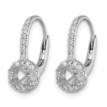 Herco 18K White Gold Rhodium-plated Polished 4.0mm Opening Diamond Halo Semi-Mount Leverback Earrings — alternate view