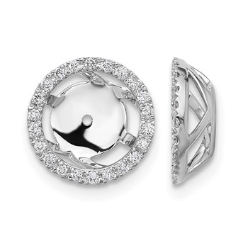 Herco 18K White Gold Rhodium-plated Polished 7.25mm Opening Diamond Halo Earring Jackets