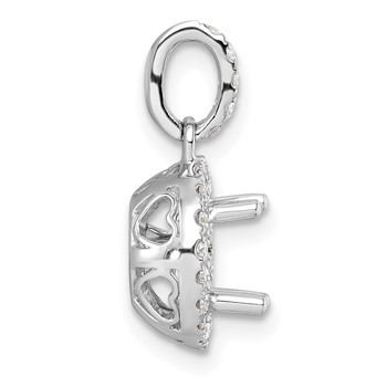 Herco 18K White Gold Rhodium-plated Polished 6.4mm Center Diamond Halo Semi-Mount Pendant — alternate view