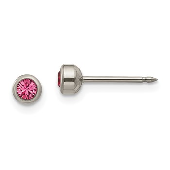 Inverness Titanium 4mm Rose Crystal Bezel Post Piercing Earrings