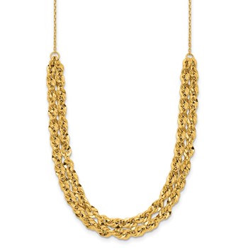 14Kt Triple Strand Rope Designer Necklace