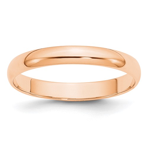10k Rose Gold 3mm LTW Half Round Band Size 4