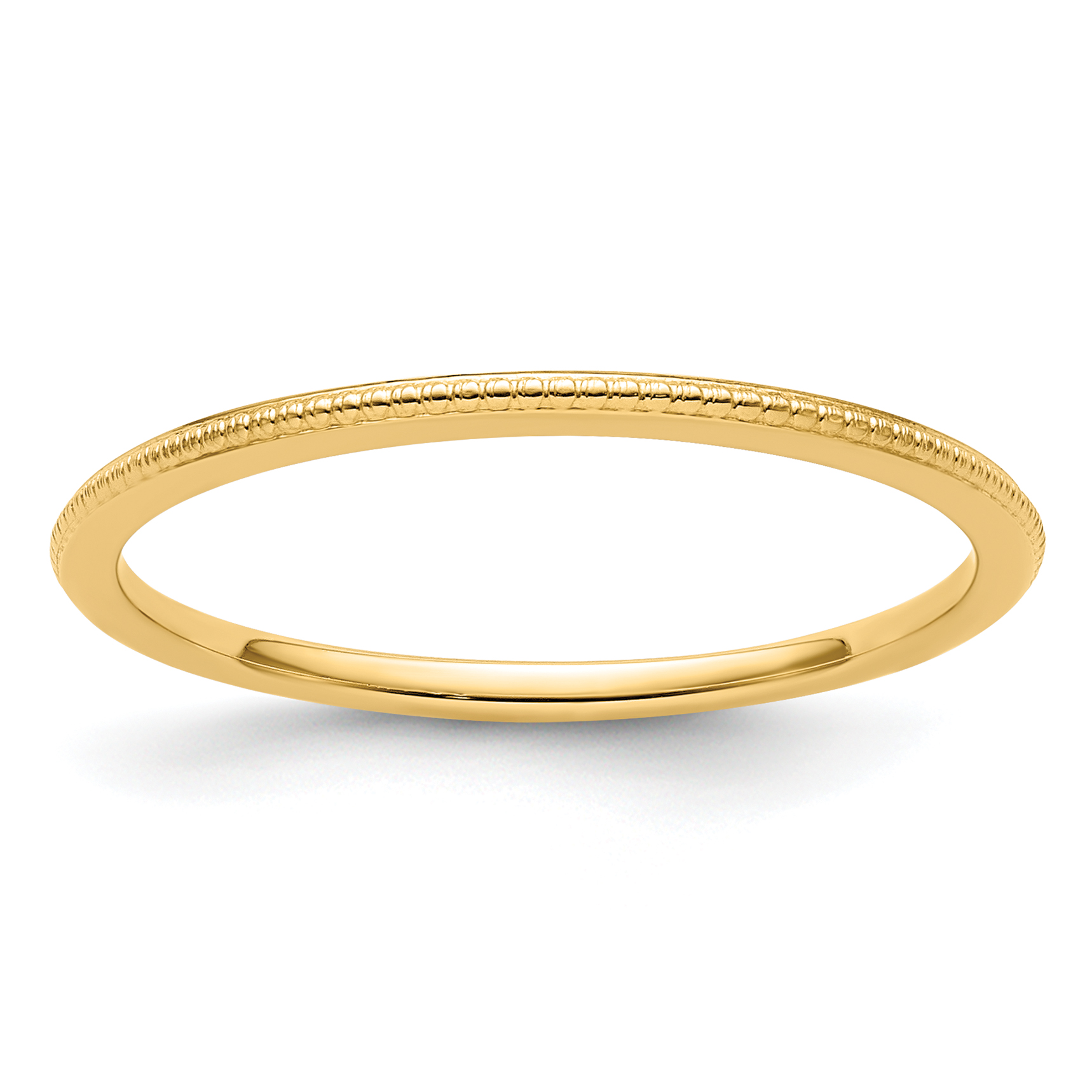10K Yellow Gold 1.2mm Beaded Stackable Band Size 6