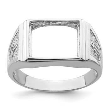 10k White Gold Men's Polished and Textured Masonic Ring Mounting