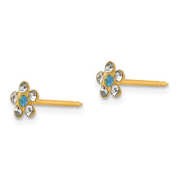 Inverness 14k Clear and Blue Crystal Flower Post Piercing Earrings — alternate view