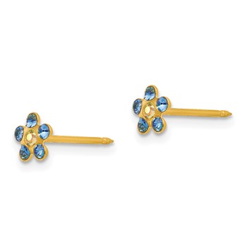 Inverness 14k Blue and Aurora Borealis Crystal Flower Post Piercing Earrings — alternate view